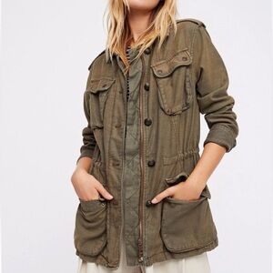 Free People Not Your Brother’s Military Style Jacket Size Small Olive Khaki Moss